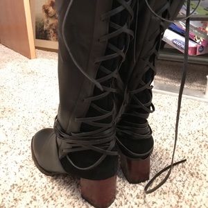 Black knee high riding boots